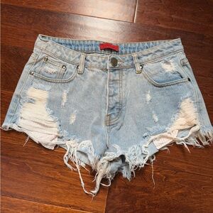 Distressed Denim Shorts